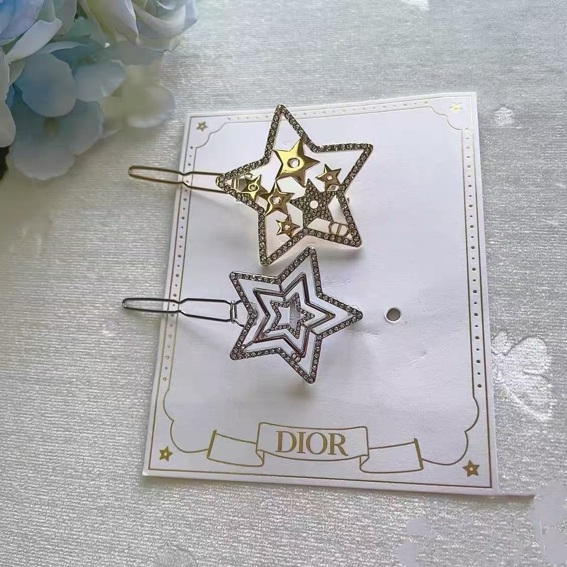 Christian Dior Novelty 2025 Holiday Hair Clips 2pieces Logo Silver Gold Unopened