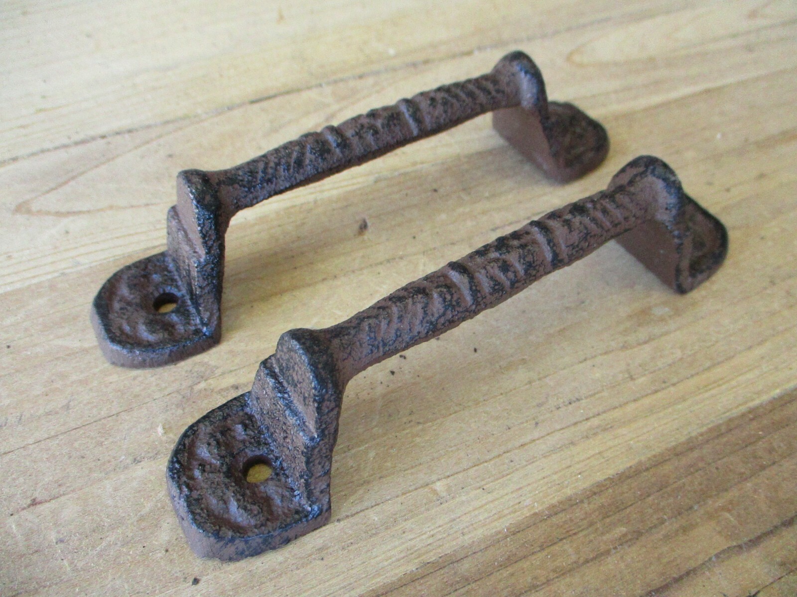 2 Cast Iron RUSTIC Barn Handle Gate Pull Shed Door Handles Fancy Drawer Pulls