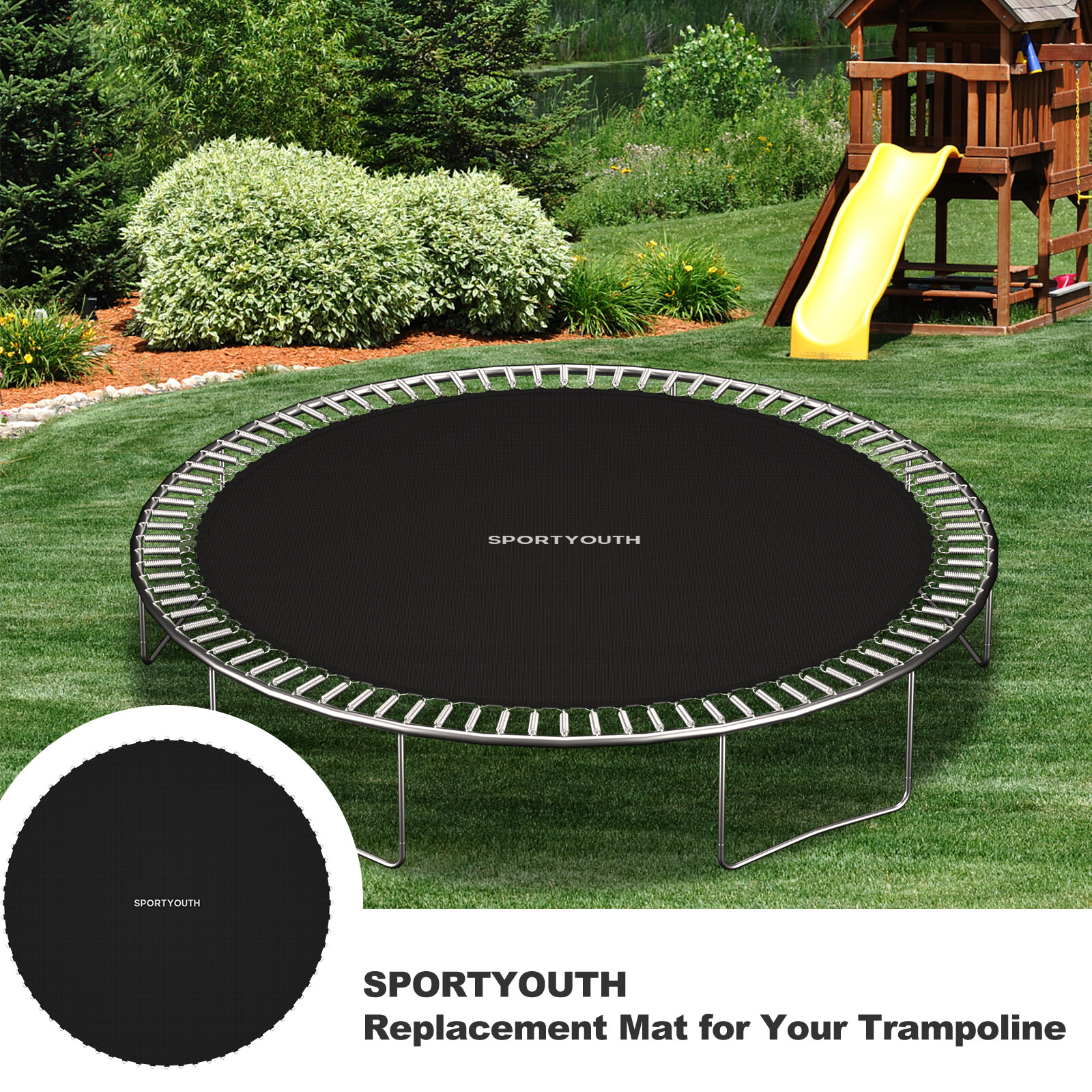 12 14 15FT Trampoline Replacement Jumping Mat Pad 72/88/96 Rings w/ Setting Tool