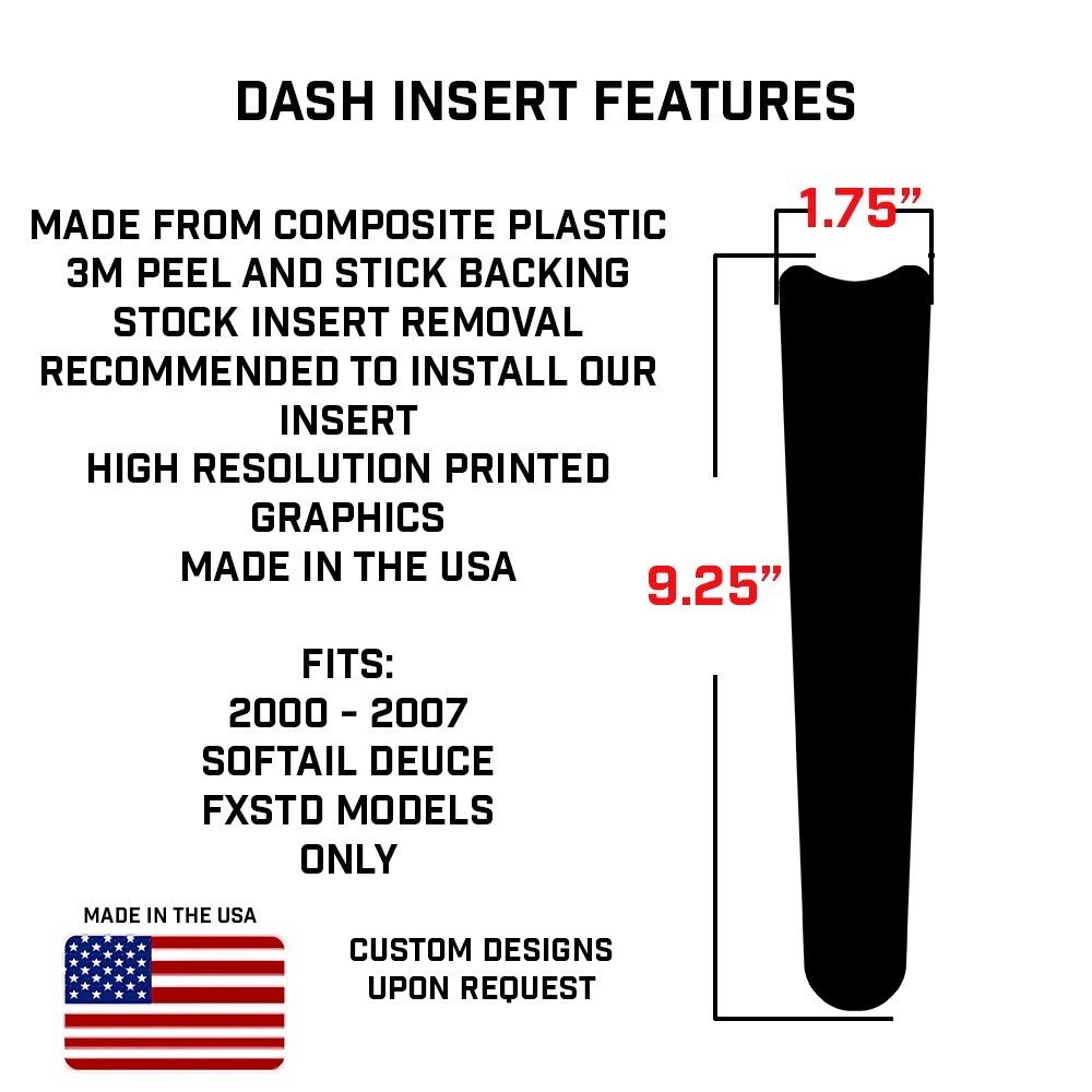 Grey Skull Pile Dash Panel Insert Fits Harley 2000 - 2007 Softail Deuce FXSTD