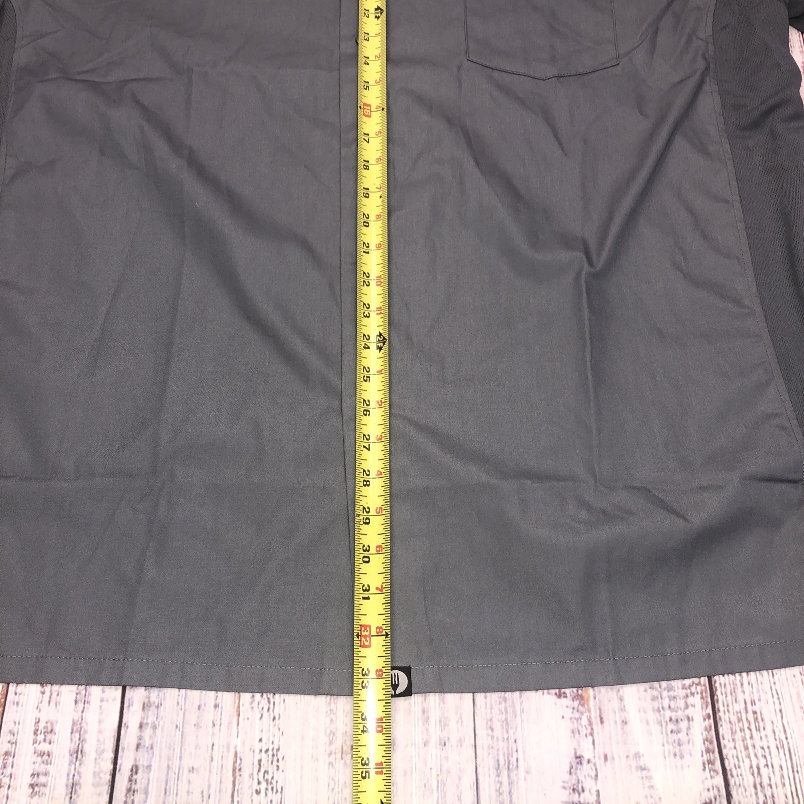 NWT Chef Works Shirt Mens 3X Gray Chef Shirt Button Up Strechy Ventalated Sides