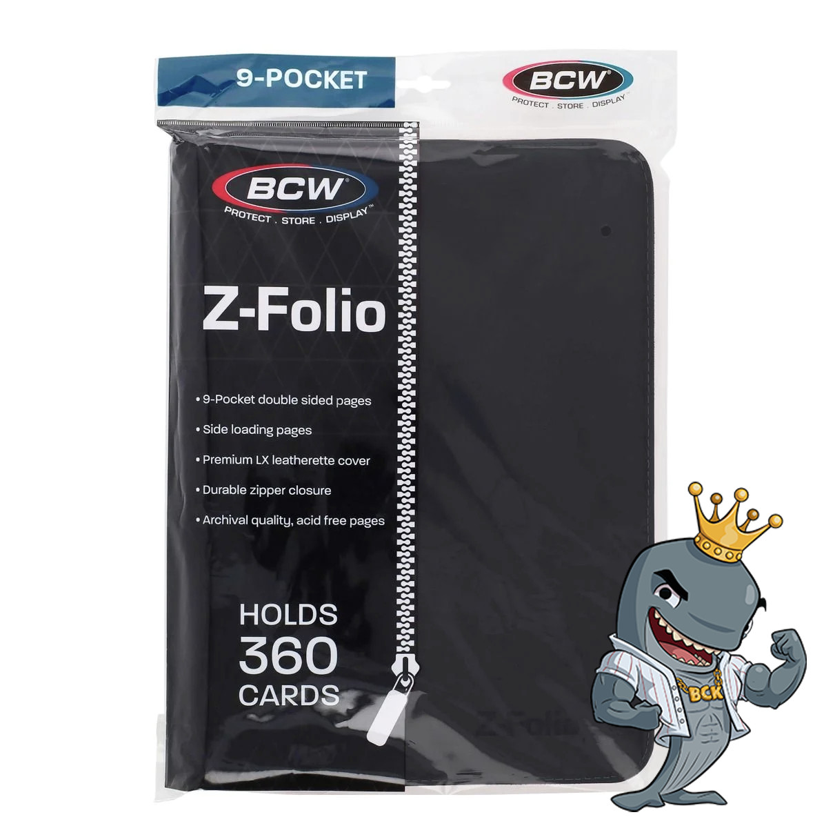 BCW Z-Folio 9-Pocket ZIPPER  Album - Black - FREE SHIP