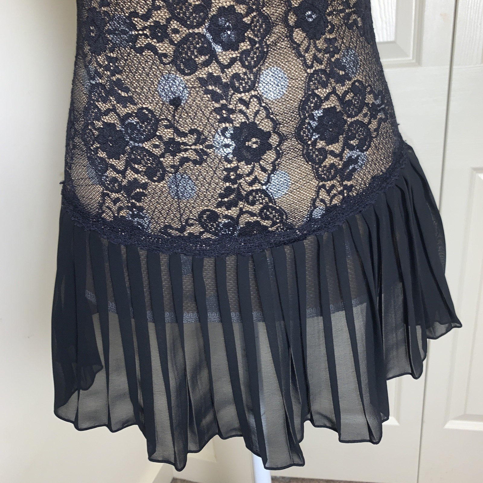 Black Lingerie Slip Pleated Dress Womens Y2K Whimsygoth Coquette Gothic Bustier