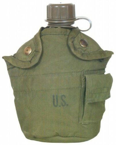 USGI Military 3 Pc Set 1QT OD Canteen w OD Pouch Cover & Stainless Cup NICE