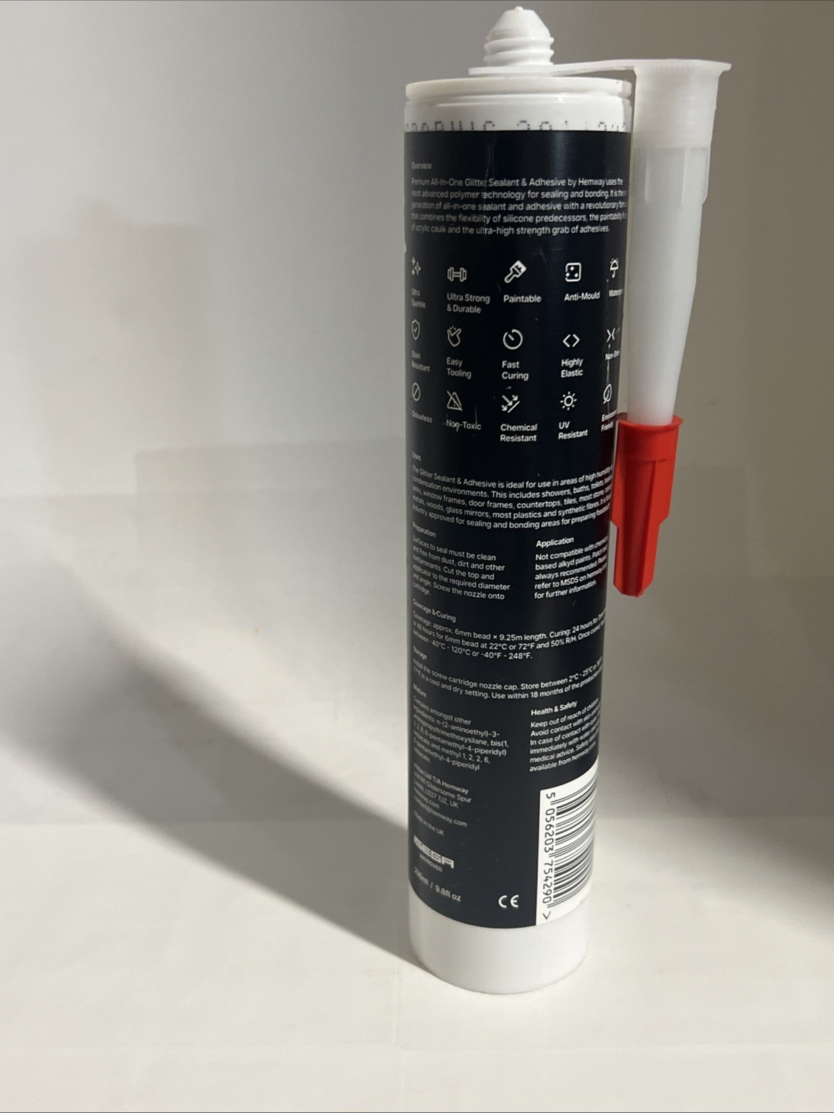 Hemway Glitter Sealant & Adhesive Transparent Silver Holographic 290ml Caulk