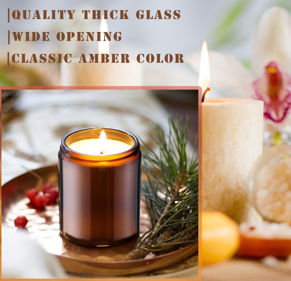 24 Pack 200ml Small Glass Bottles,Mini Glass Jars,Candle Jars for Making amber
