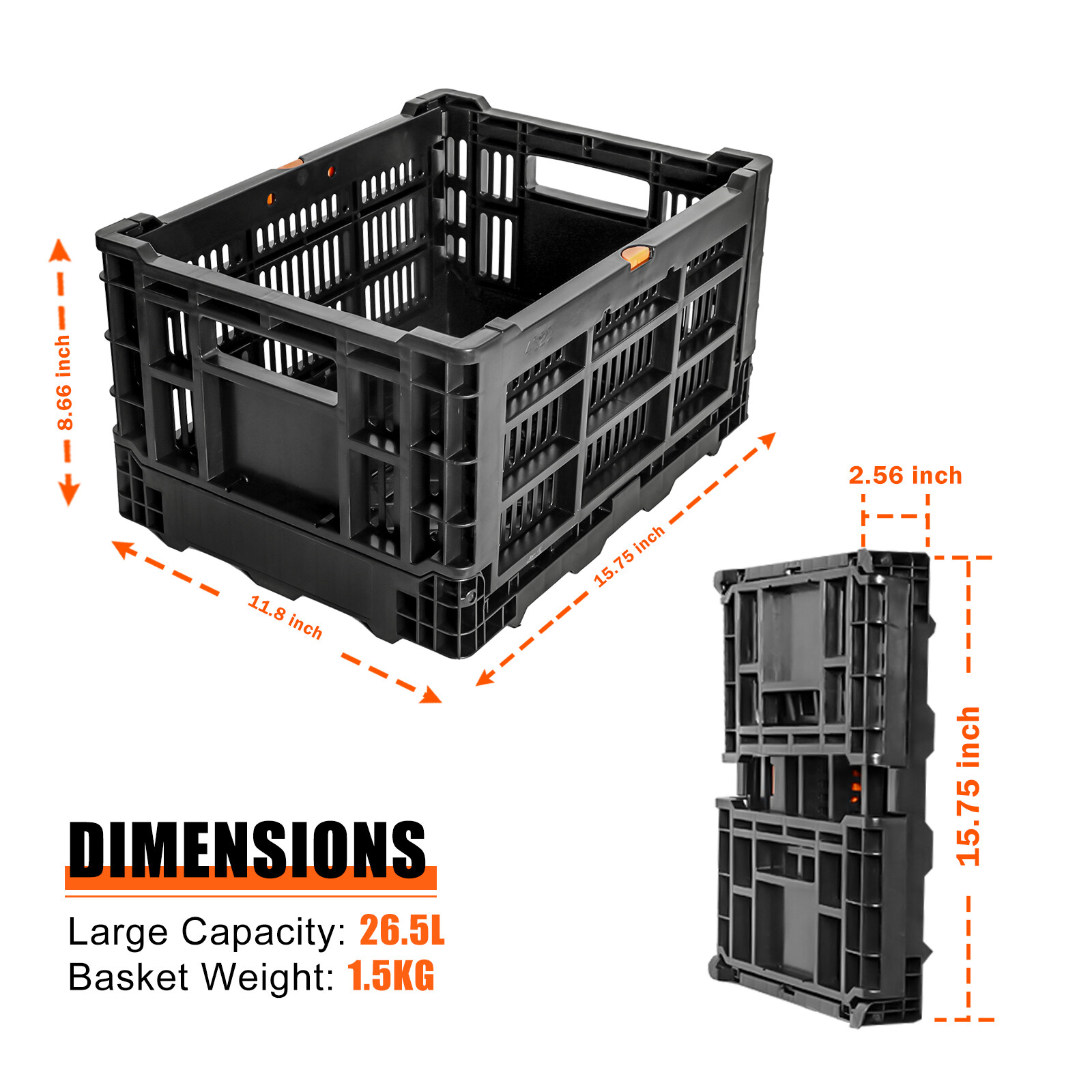 E-Bike Foldable Rear Basket, Rear Bicycle Cargo Rack, Ebike Storage Basket