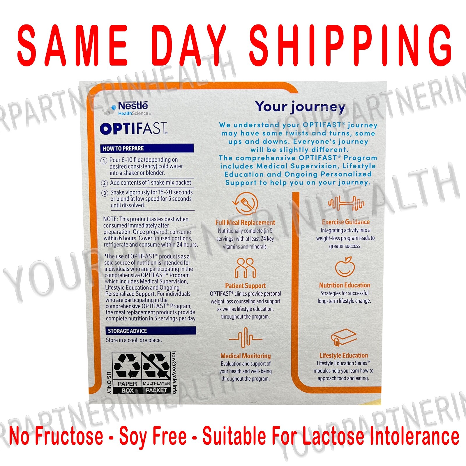 OPTIFAST POWDER SHAKE - NEW FORMULA - VANILLA - 1 CASE - 70 SERVINGS