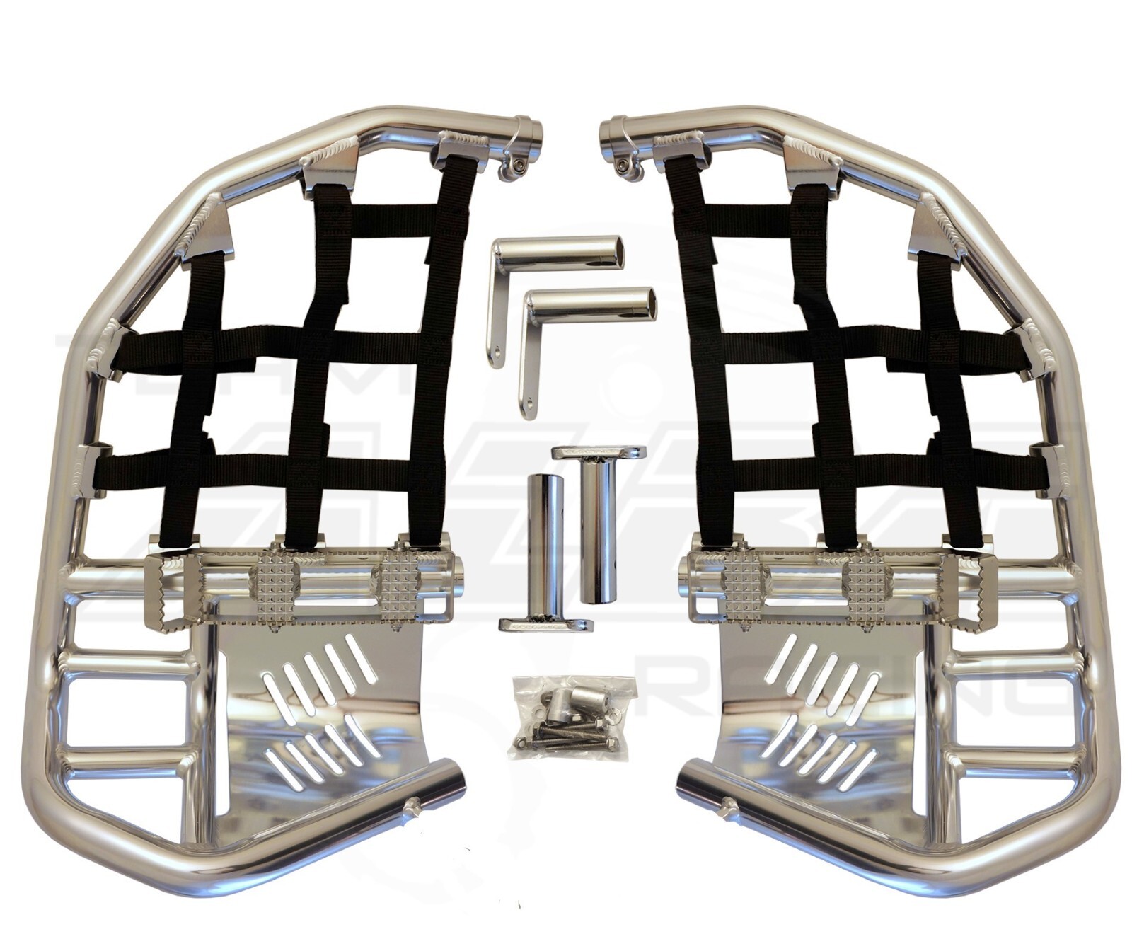 Raptor 660  Nerf Bars   Pro Peg Heel Guards   Alba Racing   Silver black  203 t7