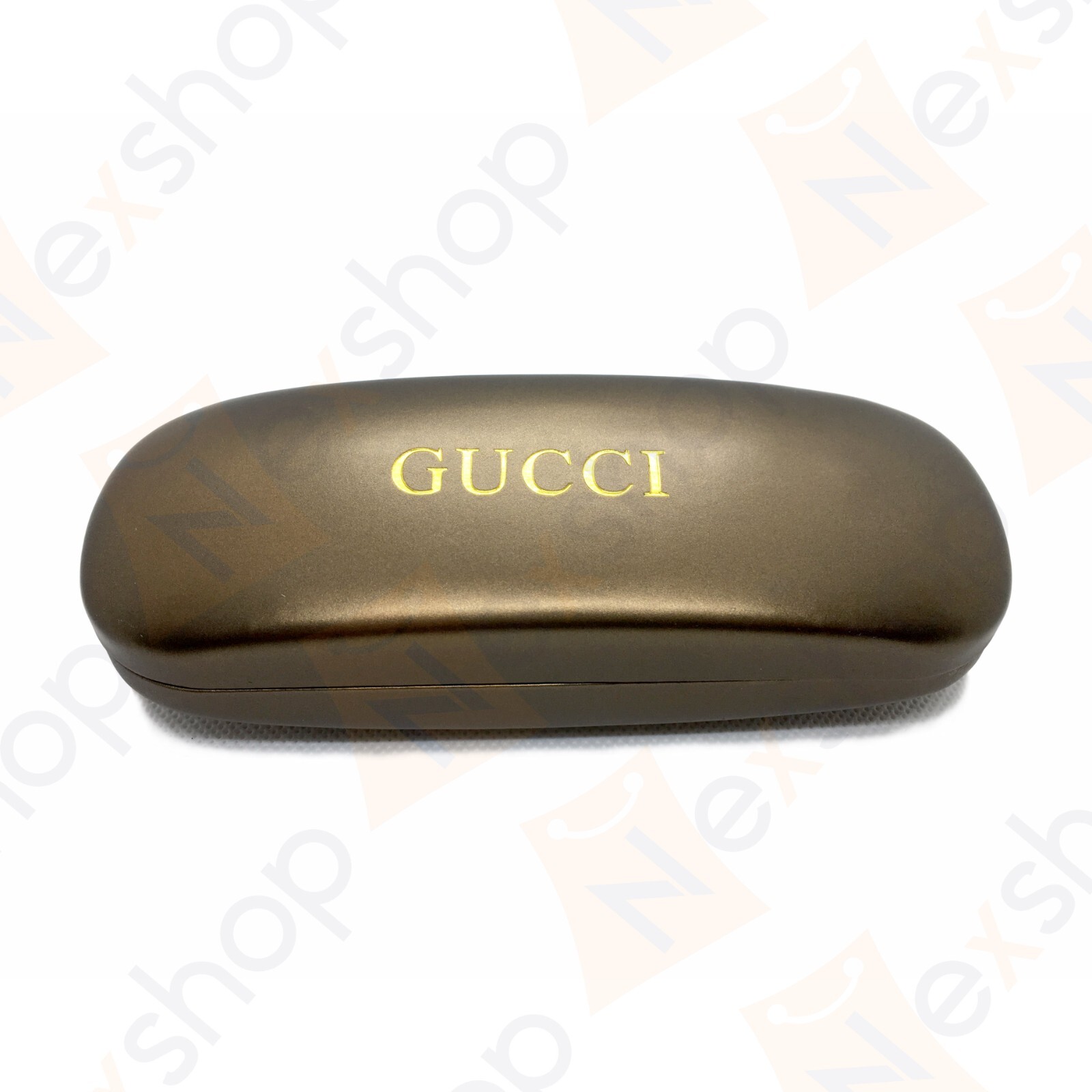 Gucci Bronze Hard Clam Shell Eyeglasses Sunglasses Small Case w/ Cloth & GiftBOX