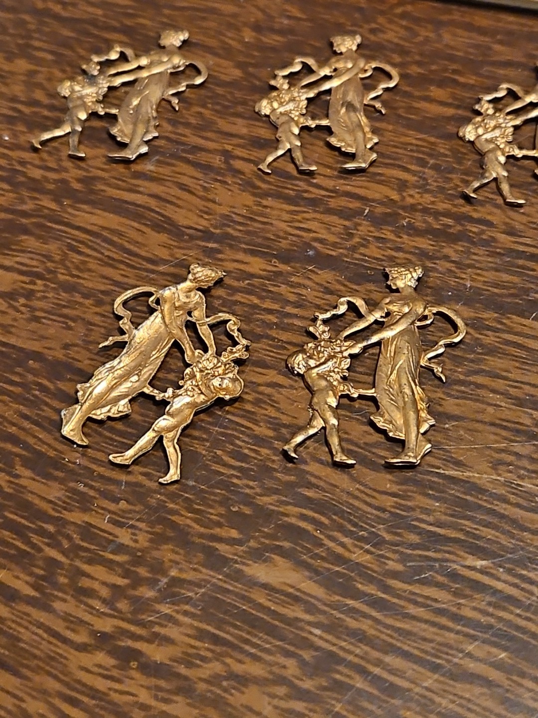 Lot Of 10 Angels Dancing France Vintage 60s Brass Stampings Findings Jewelry