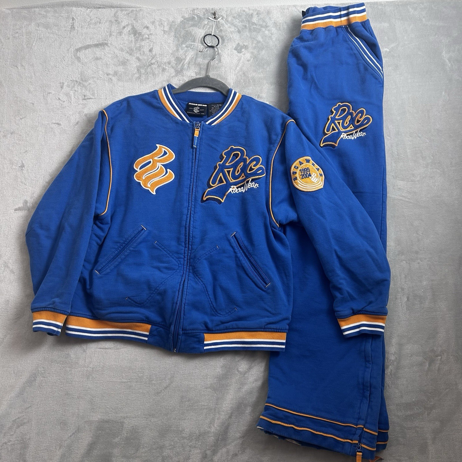 Vintage Rocawear Y2K Sweat Track Suit Set Large 14-16 Pre-Owned