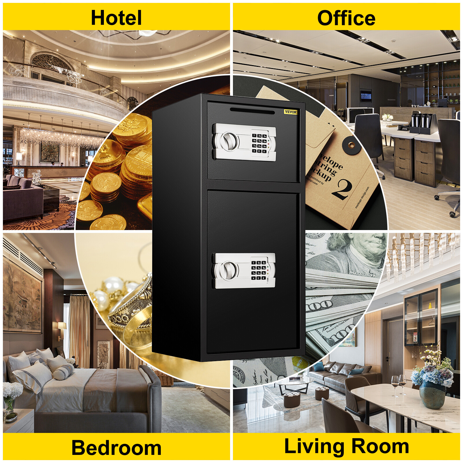 Extra Large Safe Box Electronic Digital Lock Keypad Home Security Gun Cash 2.6 C