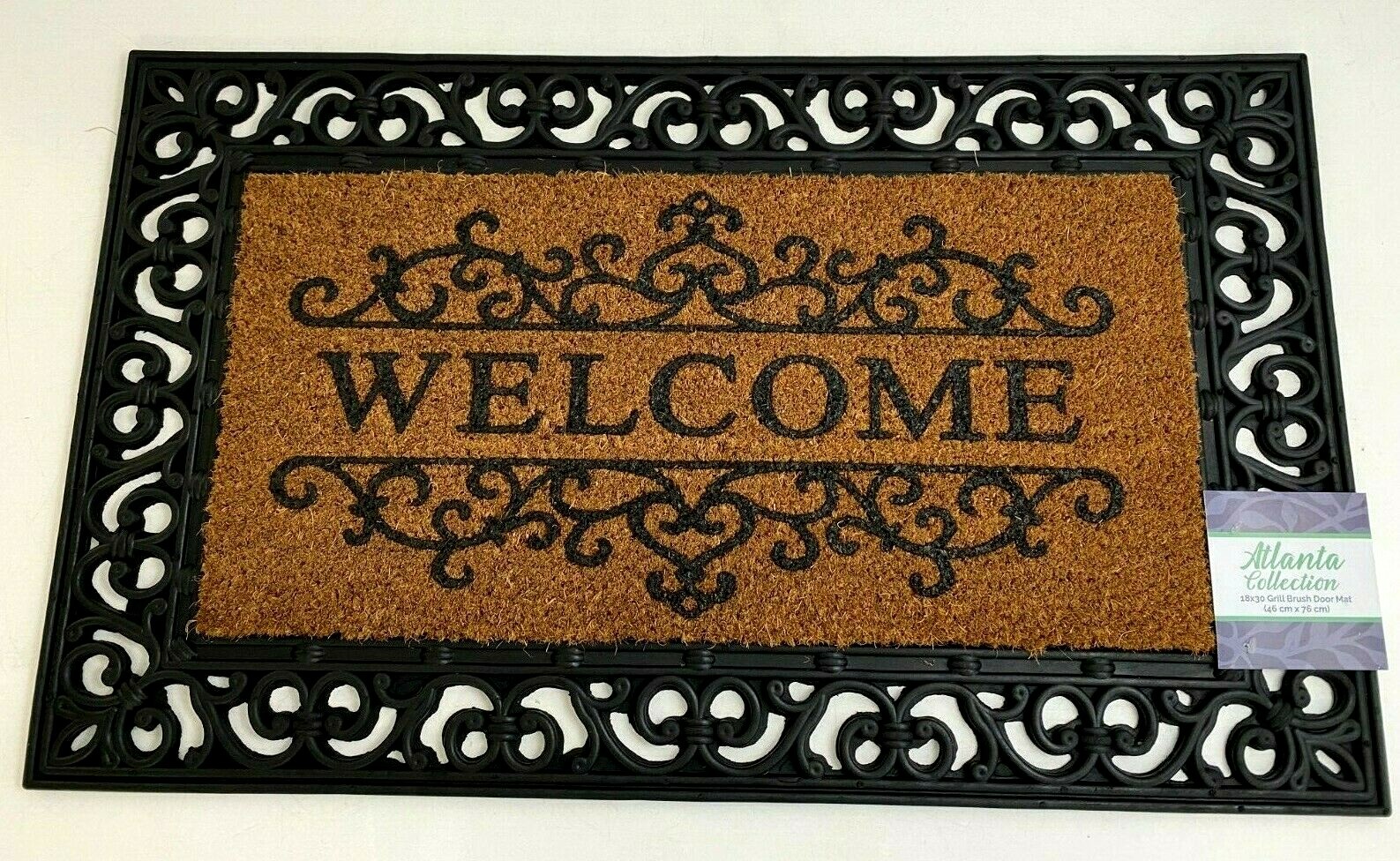 Decorative Printed Coir Grill Brush Outdoor Welcome Door Mat-Atlanta, 18x30"