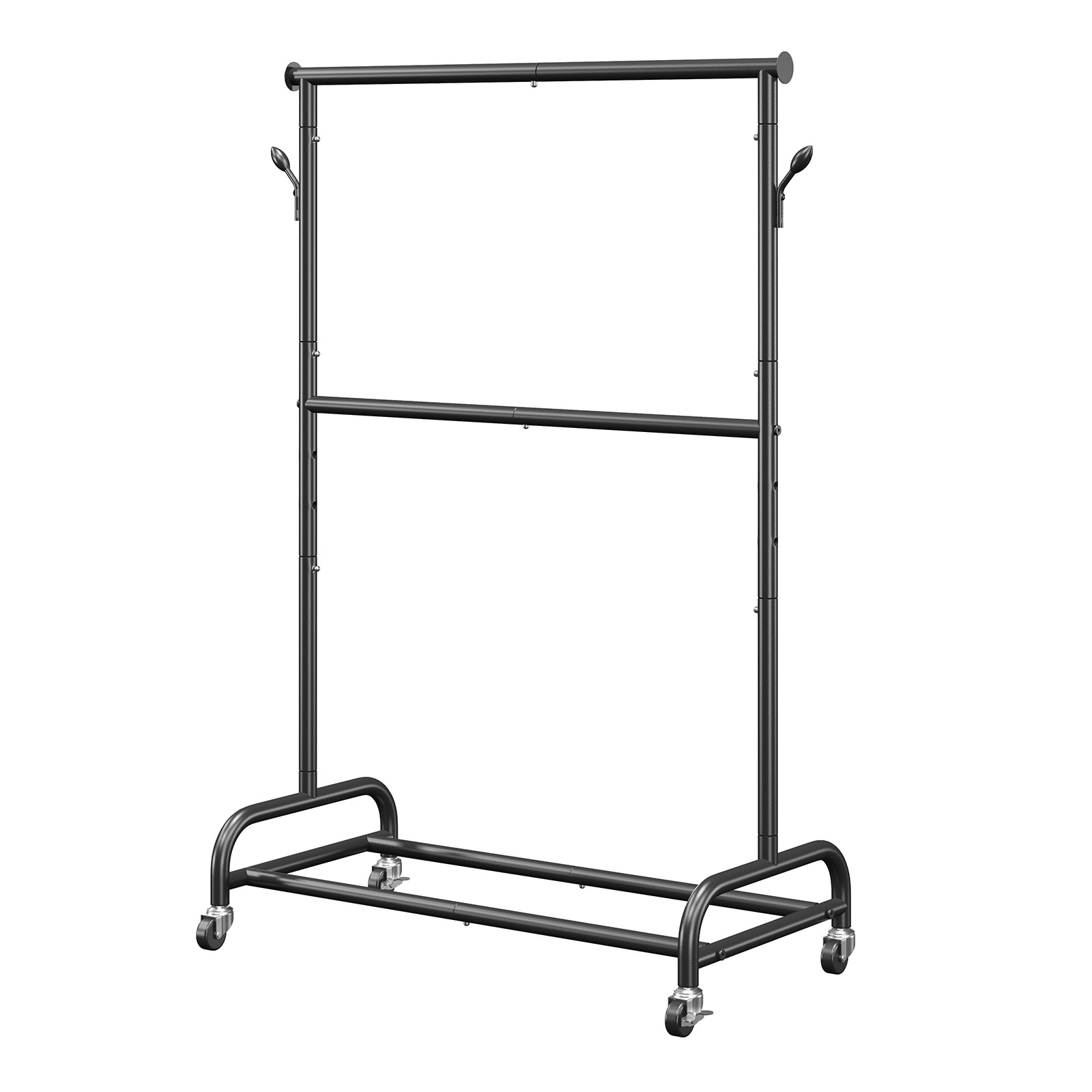 Uimoso Rolling Clothes Garment Rack with Wheels Adjustable Crossbar Side Hooks