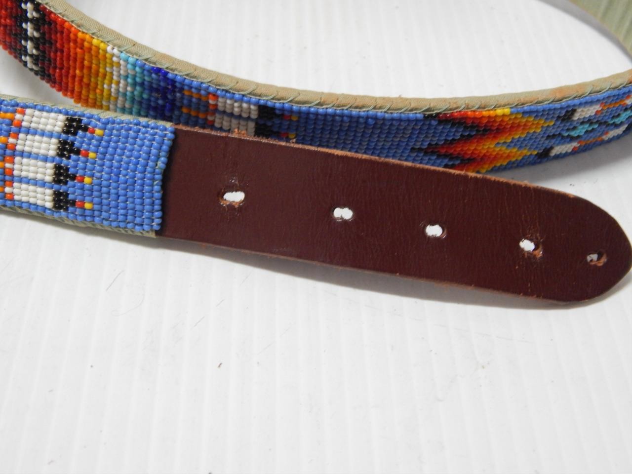 VINTAGE MONTANA NO. CHEYENNE PLAINS INDIAN PICTORIAL BEADED BELT + BUCKLE -MINT!