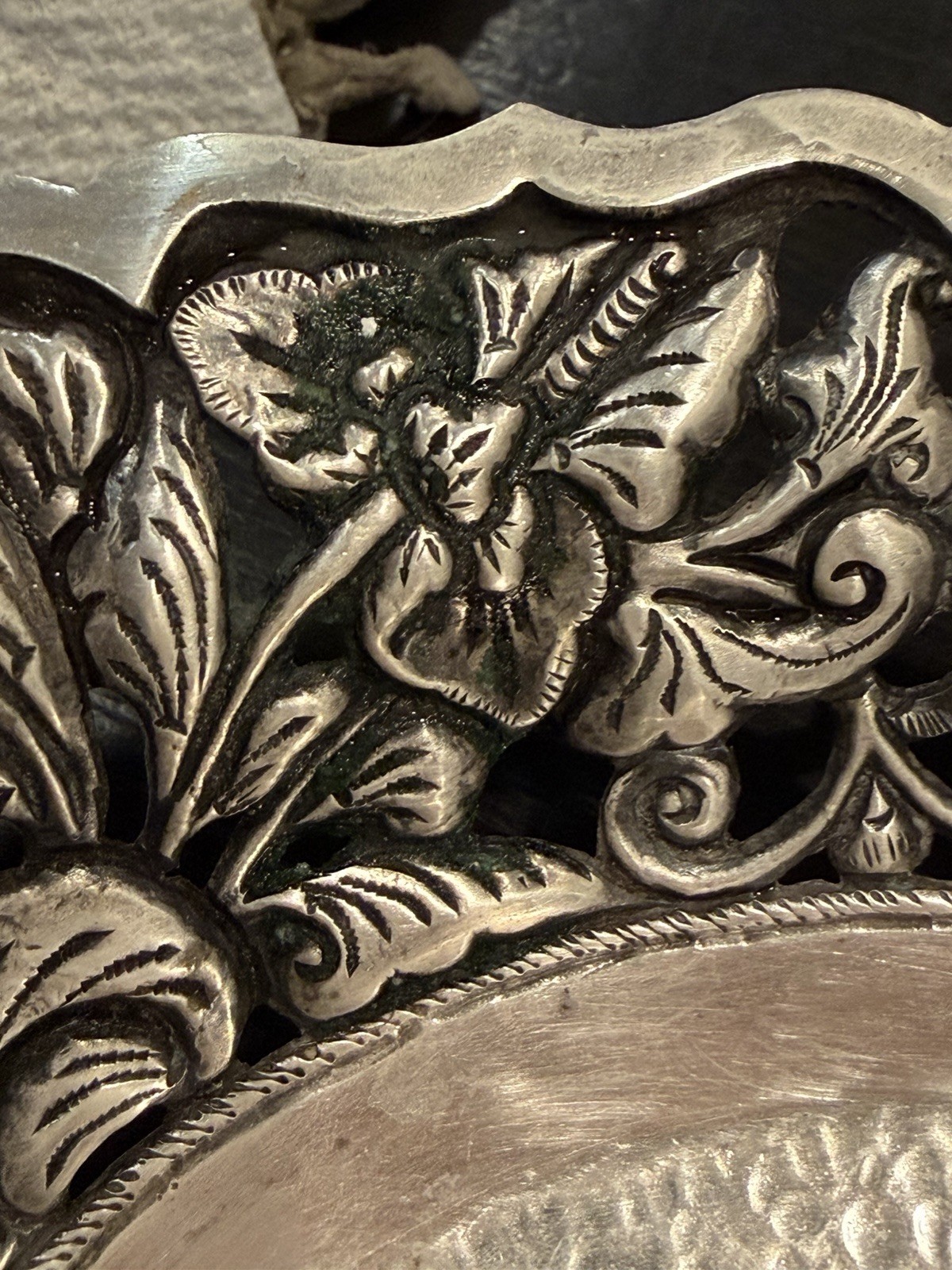 Art Nouveau Repousse 800 Sterling Silver Soap Candy Nut Trinket Bowl Dish KS