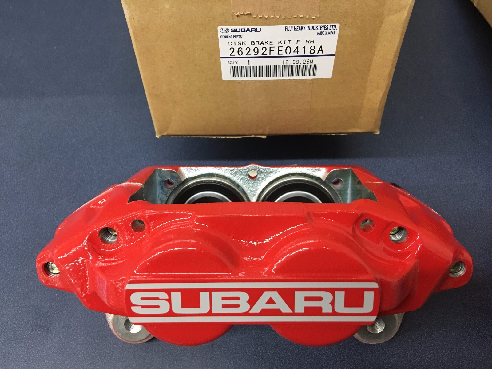 Genuine SUBARU WRX OEM RED SUBARU 4 PISTON BRAKE CALIPER Front Set Pair 2006-07