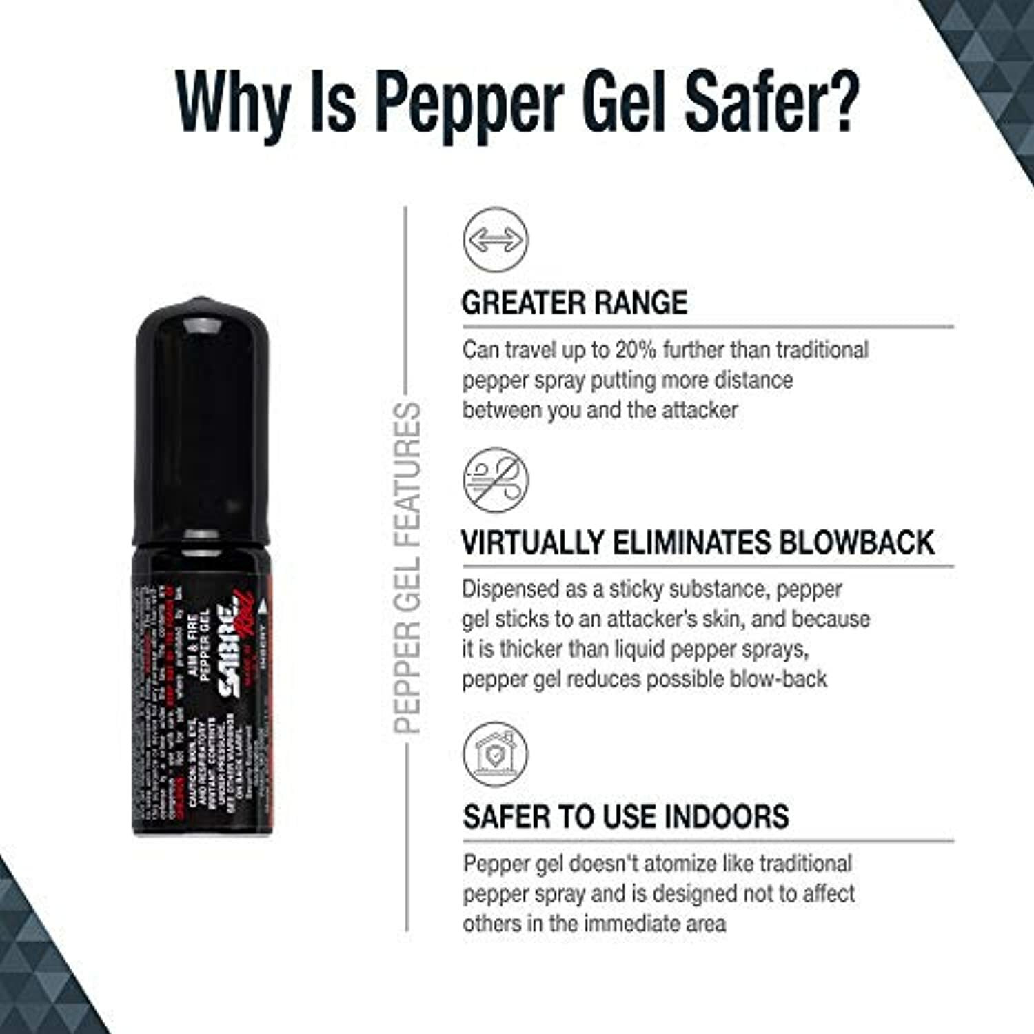 SABRE RED Aim and Fire Pepper Gel Refill Canister – 13 Bursts, 15-Foot Range,
