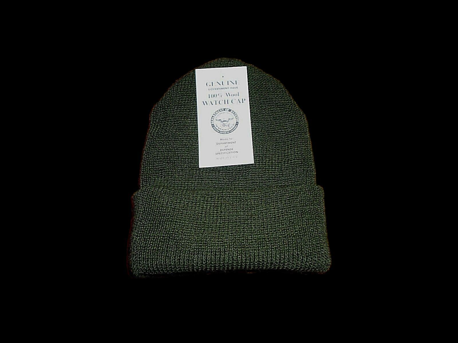 NEW GENUINE MILITARY ISSUE 100% WOOL GREEN WATCH CAP COLD WEATHER HAT U.S.A MADE