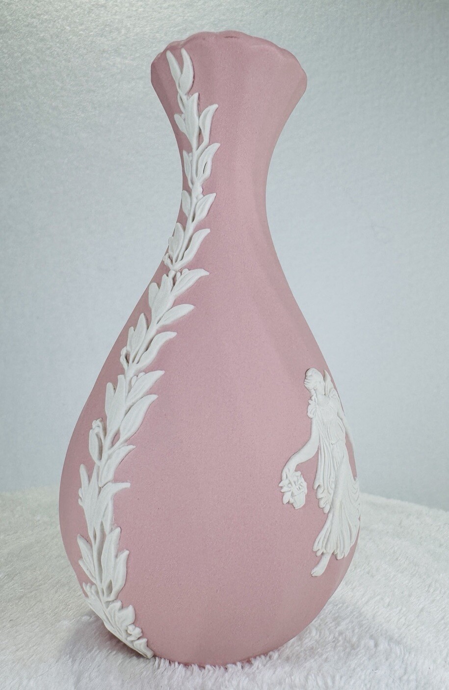 Wedgwood Pink Jasperware Dancing Hours Still Vase Fluted 5.5” Rare Vintage