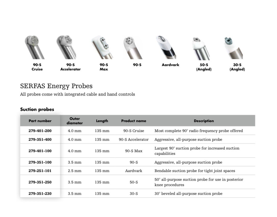 STRYKER 279-351-103 SERFAS ENERGY 90-S XL PROBE 3.5MM X 180MM (Other Available)