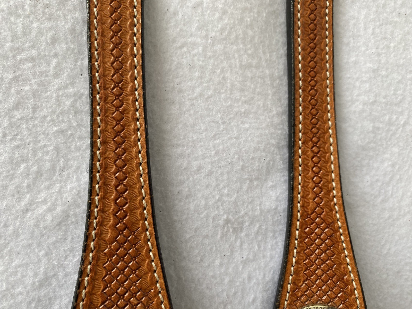 FANCY Tooled Leather HEADSTALL~New Cond~Slotted CONCHOS~AVERAGE to LARGE Horse