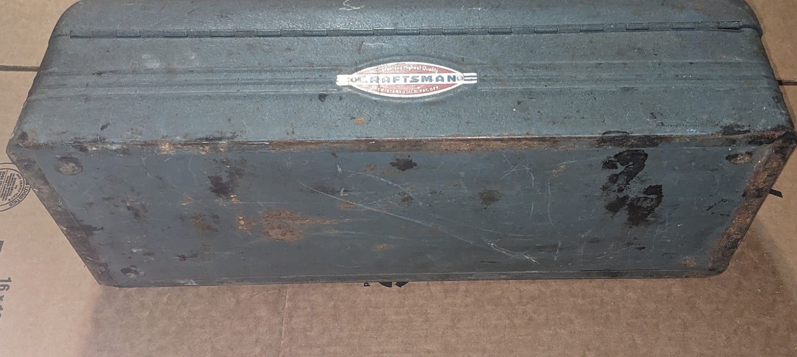 Vintage Craftsman Tool Box Lunch Box Tombstone Dome Style Metal