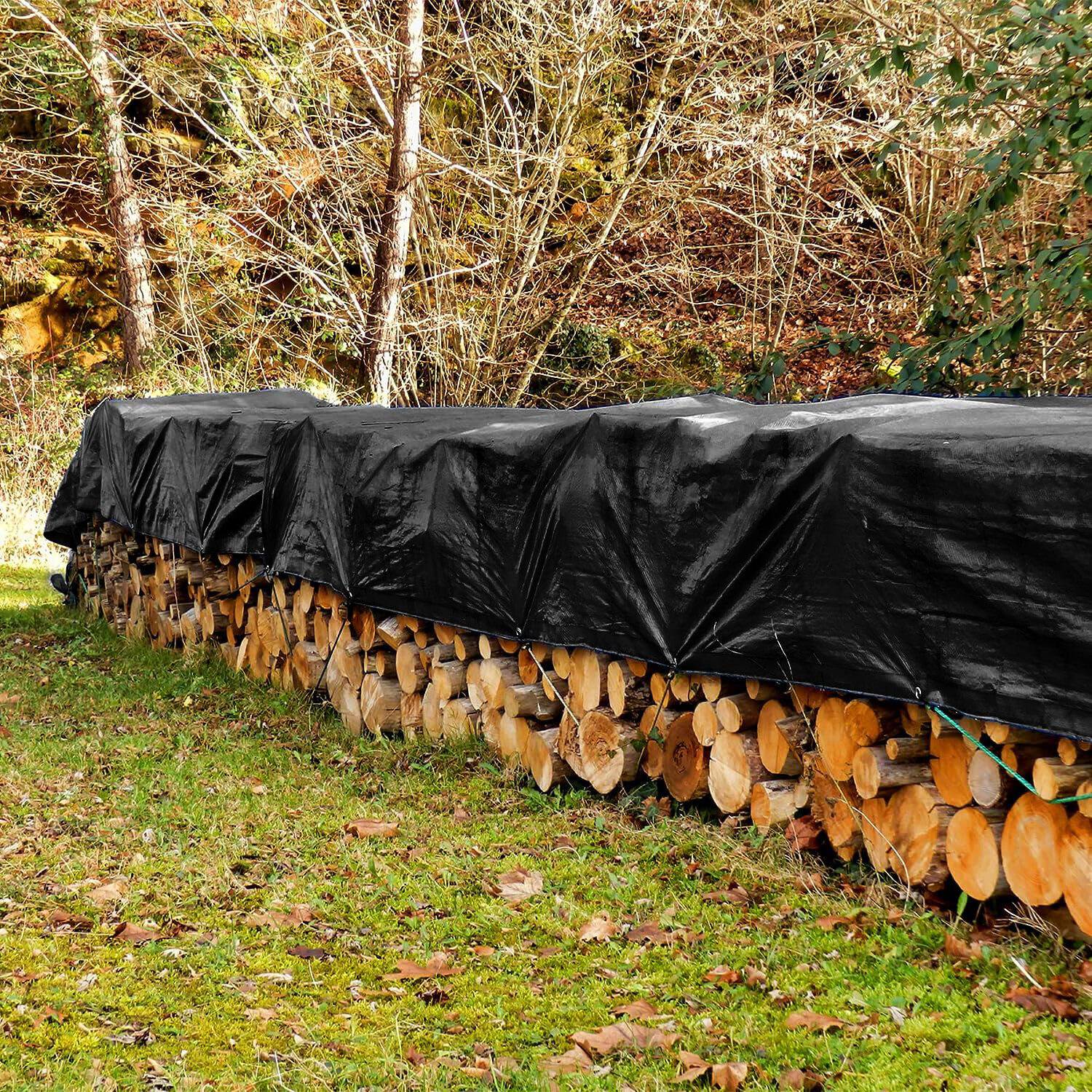 EXTRA Heavy Duty 14 mil Black Tarp 3 Ply Coated Reinforced Canopy 6 oz 3 Layer