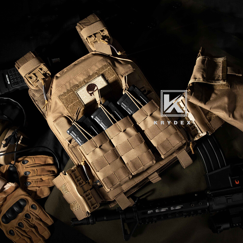 KRYDEX Plate Carrier Tactical Vest Quick Release & Laser Cut MOLLE Panel w/ Clip