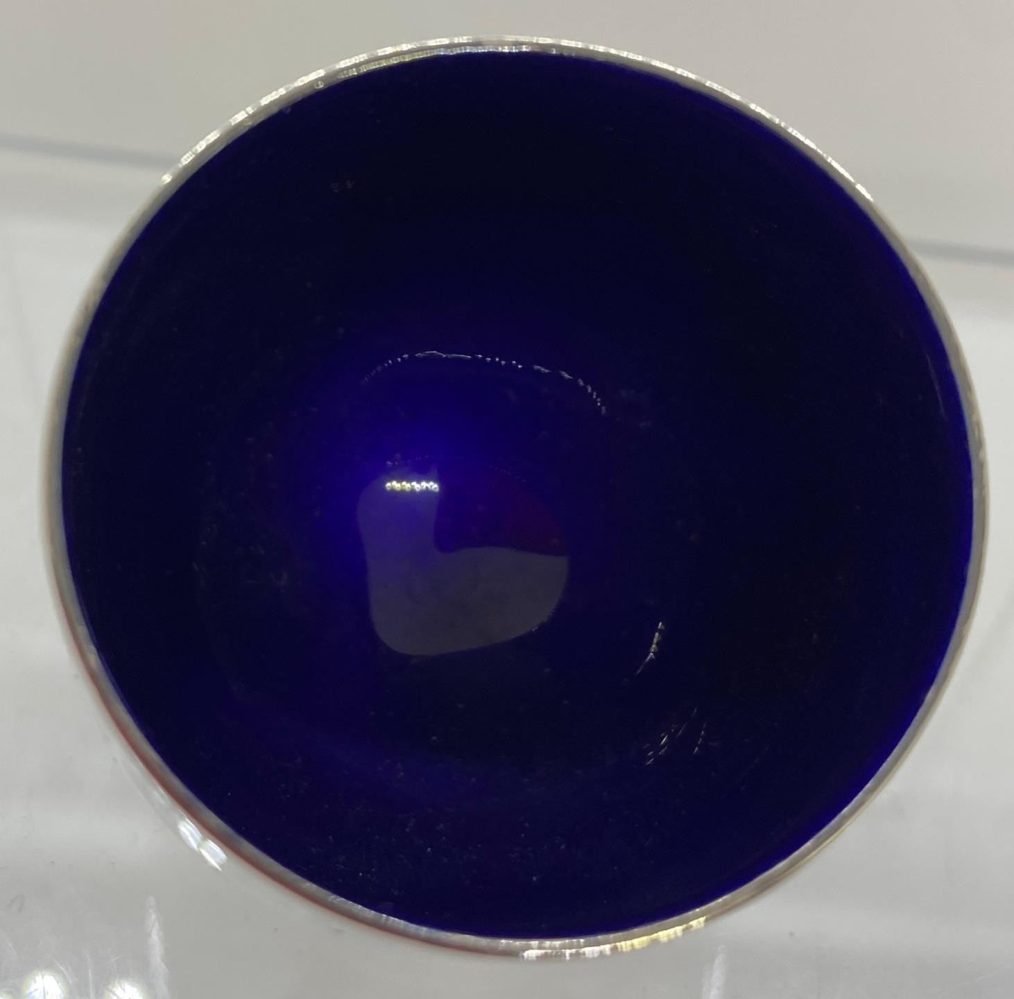 A. Michelsen Denmark Sterling Silver Blue Enamel Salt Cellar M01