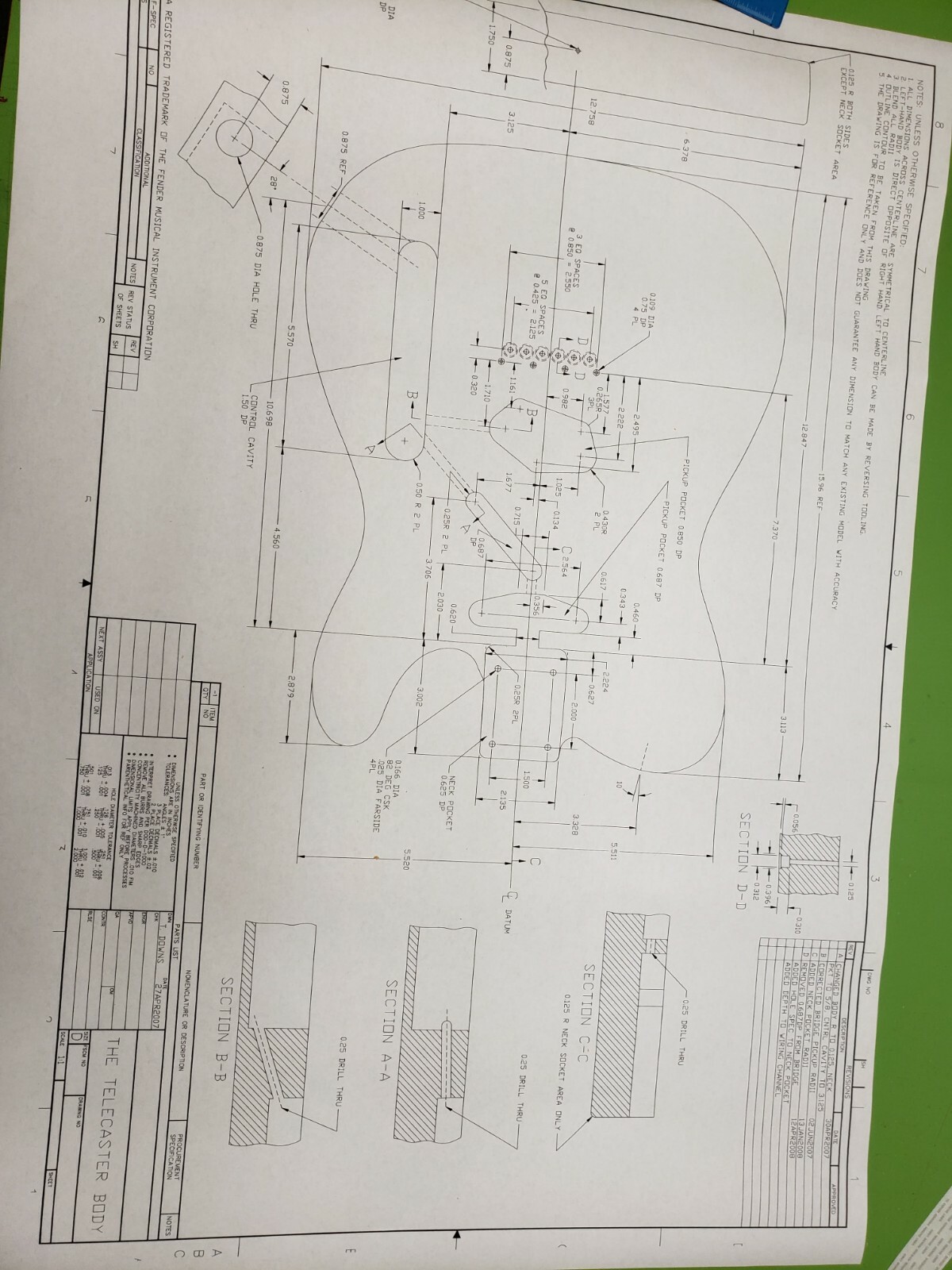 Telecaster Guitar Router Template CNC/Laser Cut w/Blueprints (Free Shipping)