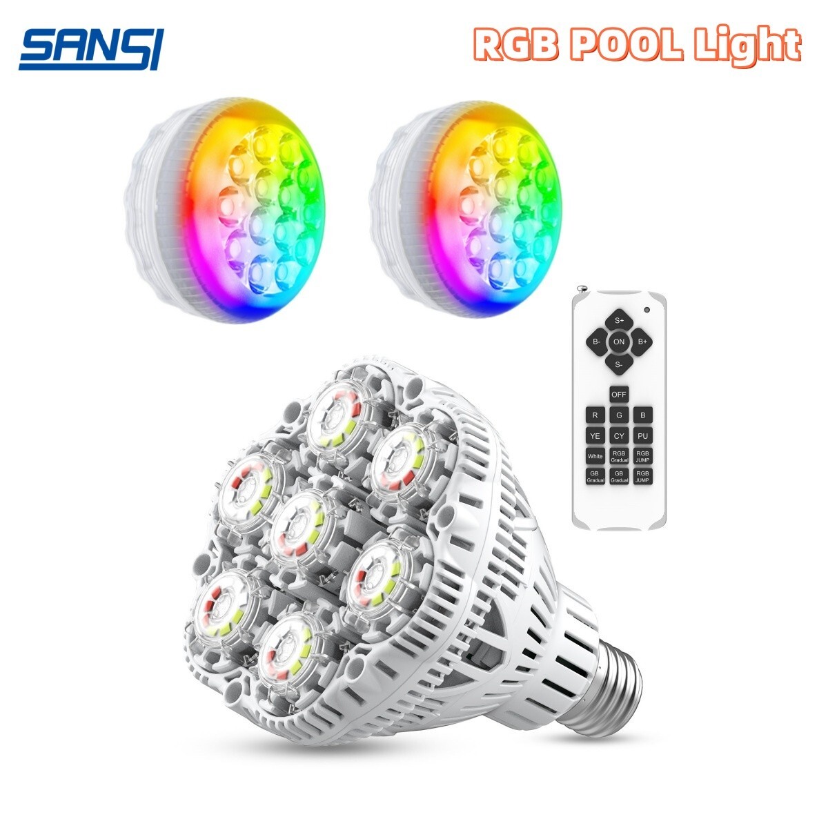SANSI 30W RGB LED Underwater Swimming Pool Light Inground Color Changing Remote