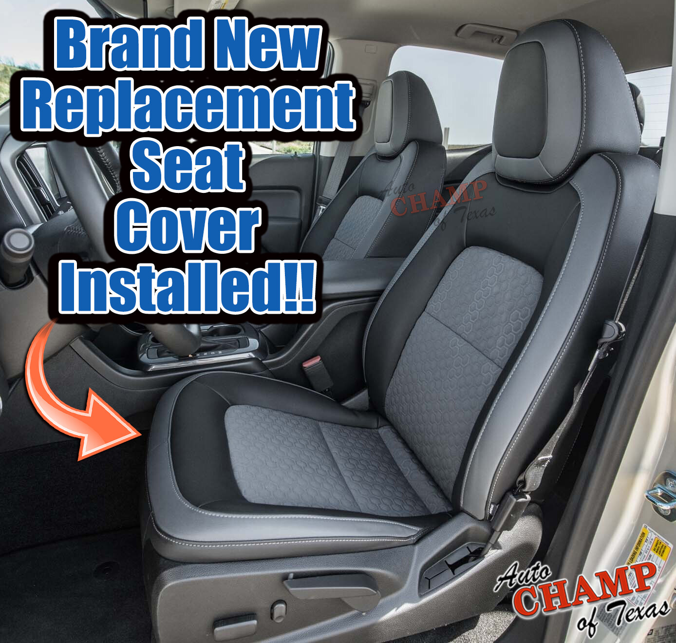 2015 -2020 Chevy Colorado Z71-Driver Side Bottom Cloth Seat Cover Black/Dk Gray