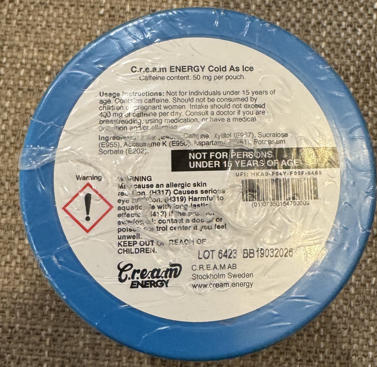 New Cream ENERGY (5) Pack Caffeine Pouches 100 Count 3/2026