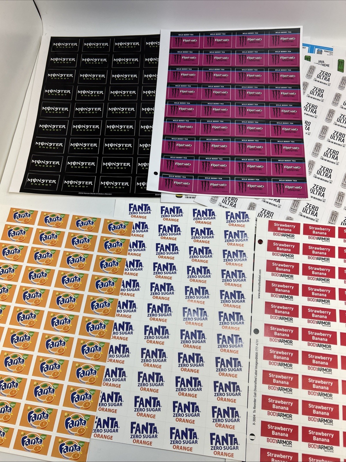 Coca-Cola Co. Drink Products Sticker / Shelf Tags 1”x 1-5/8” (16 Sheets)