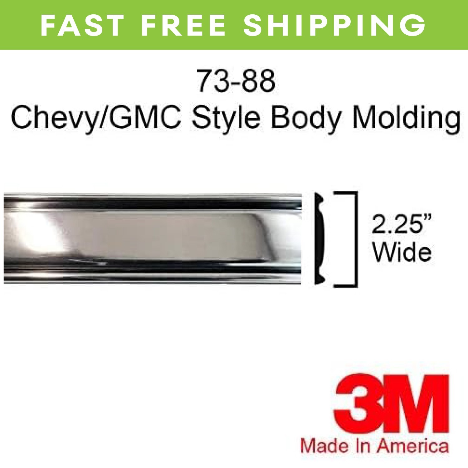 1973-1987 Chevy GMC Chrome Side Body Trim Molding C10, C20, C30, K10, K20, K30,