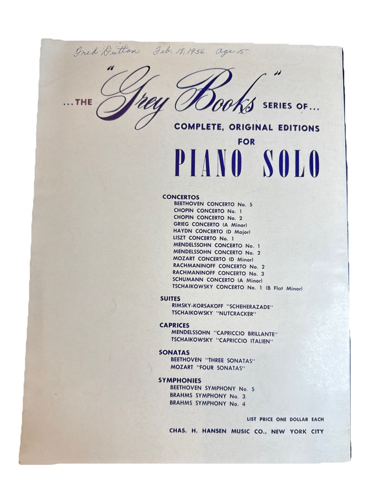 RACHMANINOFF’S SECOND CONCERTO OPUS 18 Original Themes 3 Movements Piano 1946