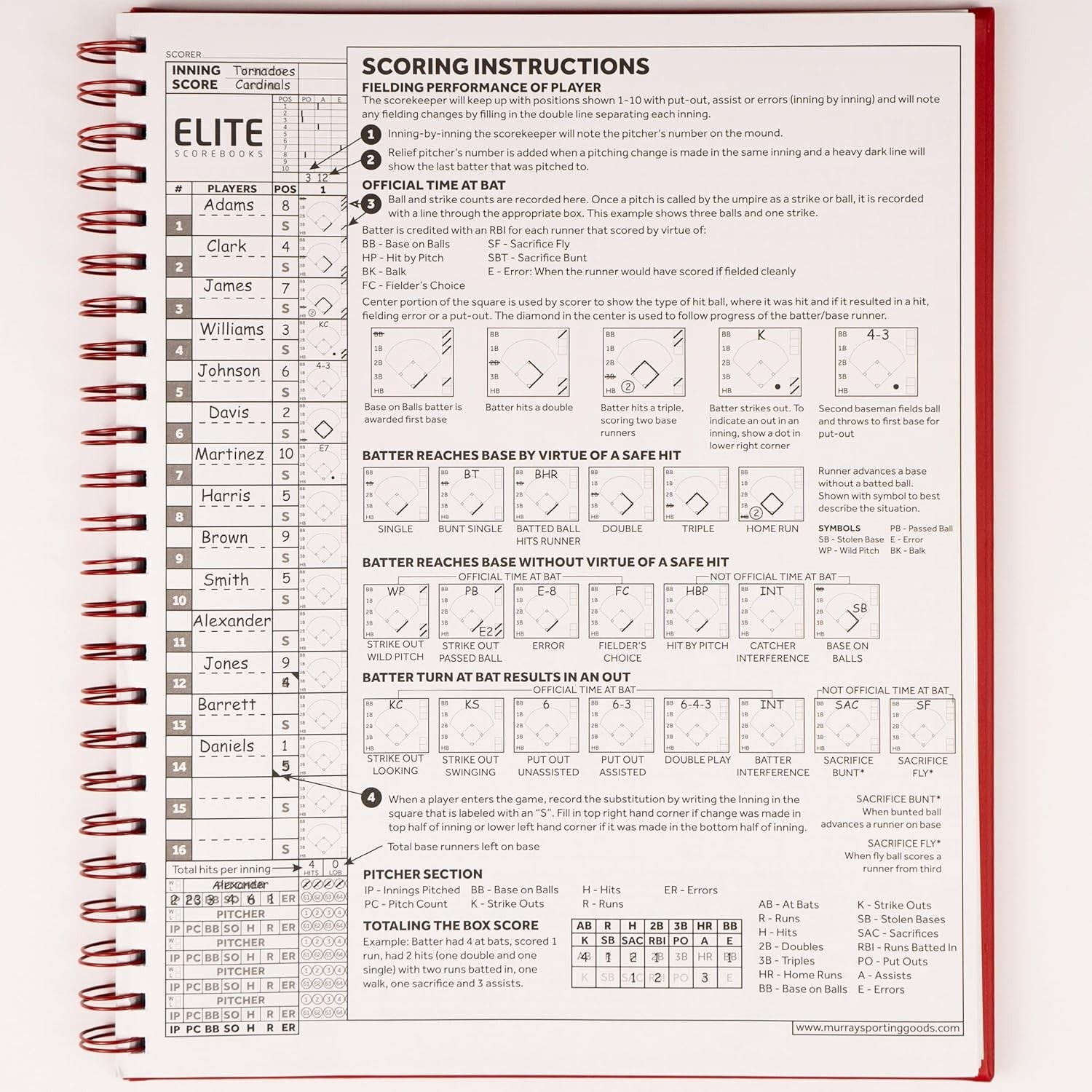 Elite Scorebooks Premium Baseball/Softball Scorebook - 60 Games