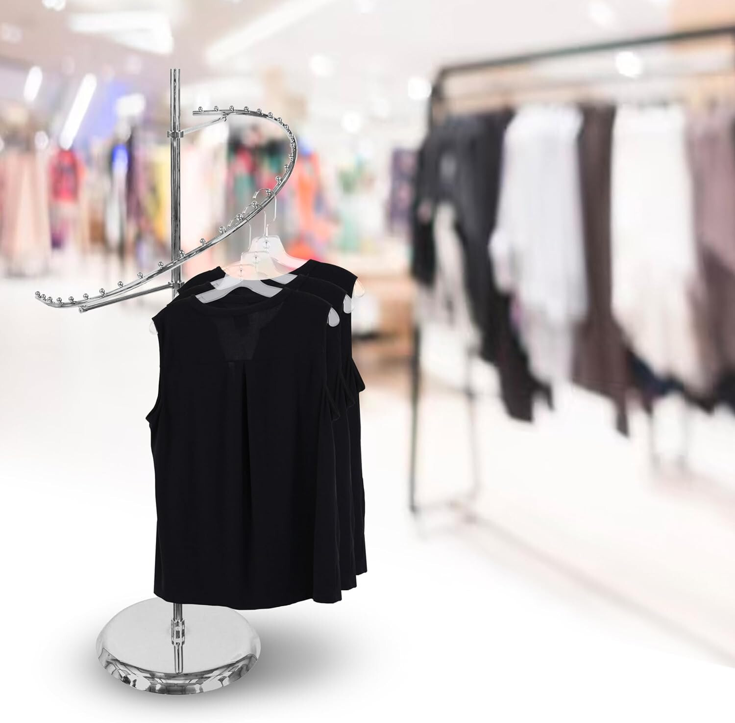 Spiral Clothing Rack Chrome 29 Ball Garment Retail Display Store Fixture 63" H