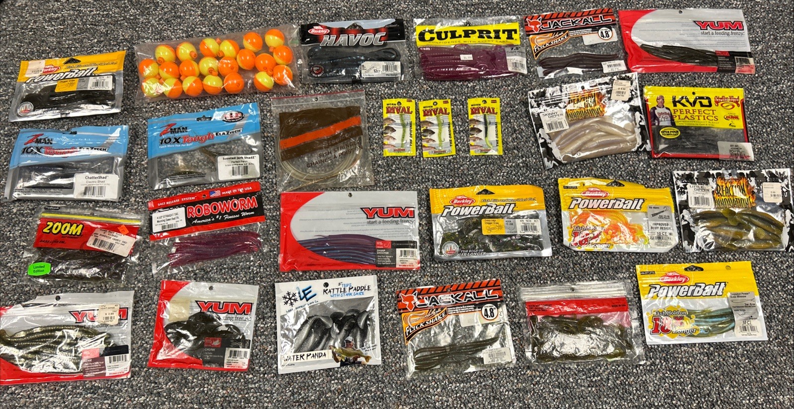 Bass Fishing Lures Soft Plastics Worm Lot RoboWorm Powerbait Yum Jackall Rival