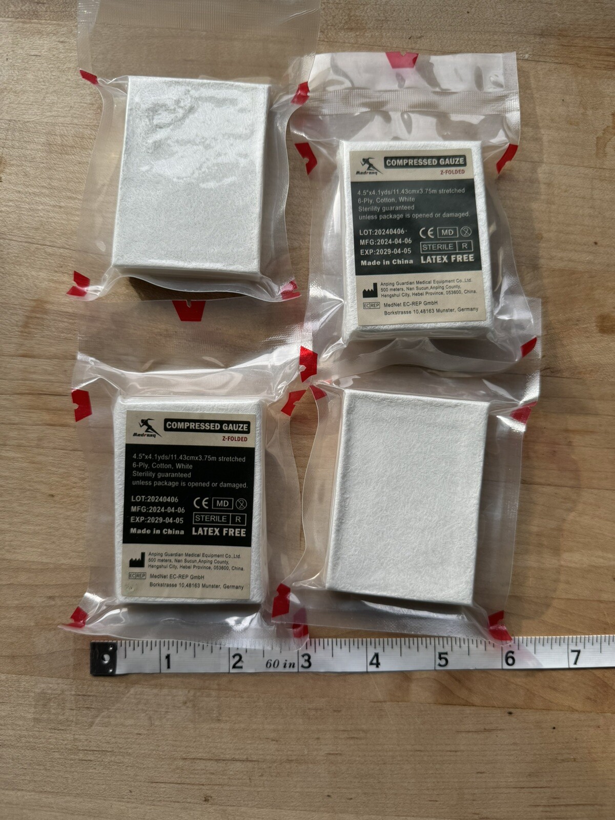 4-Pack of Compressed Gauze – Vacuum-Sealed Trauma Wound Dressings (EXP 2029)