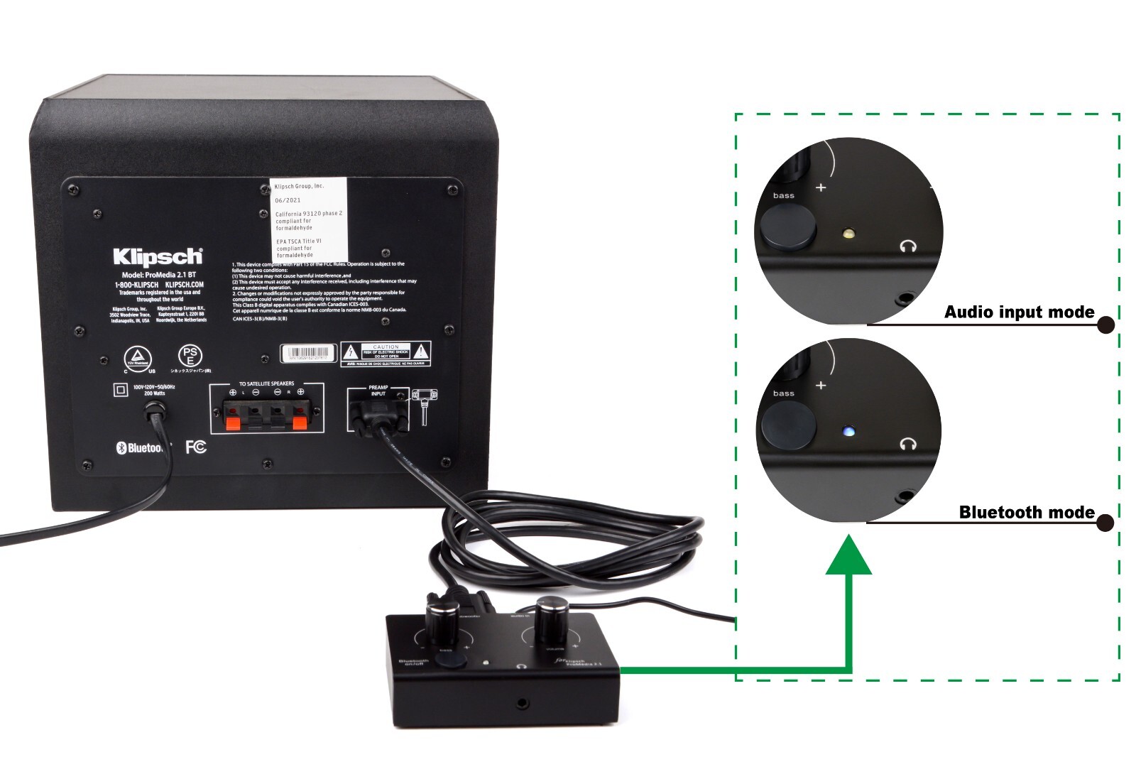 Replacement Control Pod Bluetooth Enabled for Klipsch ProMedia 2.1 Speakers BT