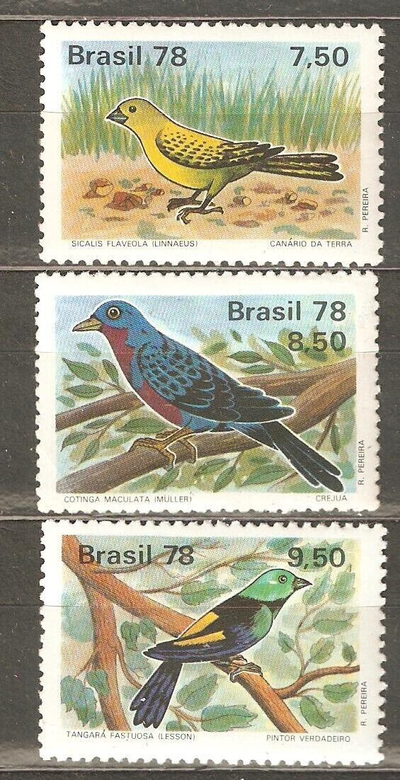 Brazil BIRDS #1557 - 1559 Mint Never Hinged 1978 complete Set