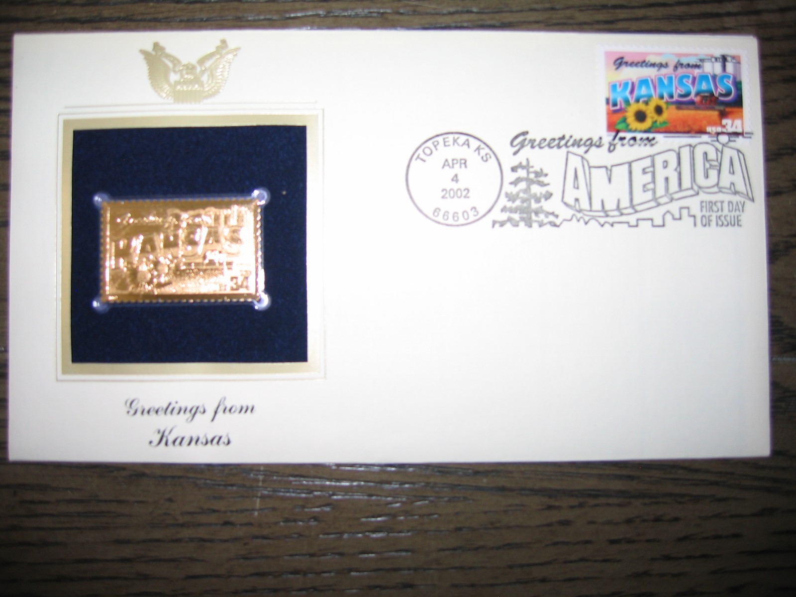 2002 ILLINOIS Greetings From America replica Gold Stamp Golden COVER