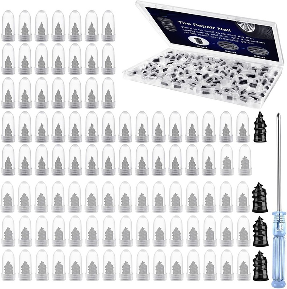 101 Pcs Rubber Tire Nail Repair Kit Screw In Tire Plugs for Car Truck SUV Van