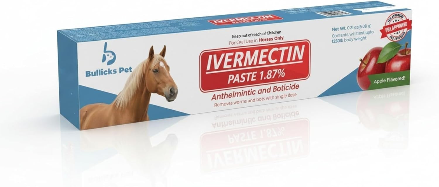 Bullicks Horse Dewormer Pack Paste Apple Flavor 0.21oz Expiry 01/2028