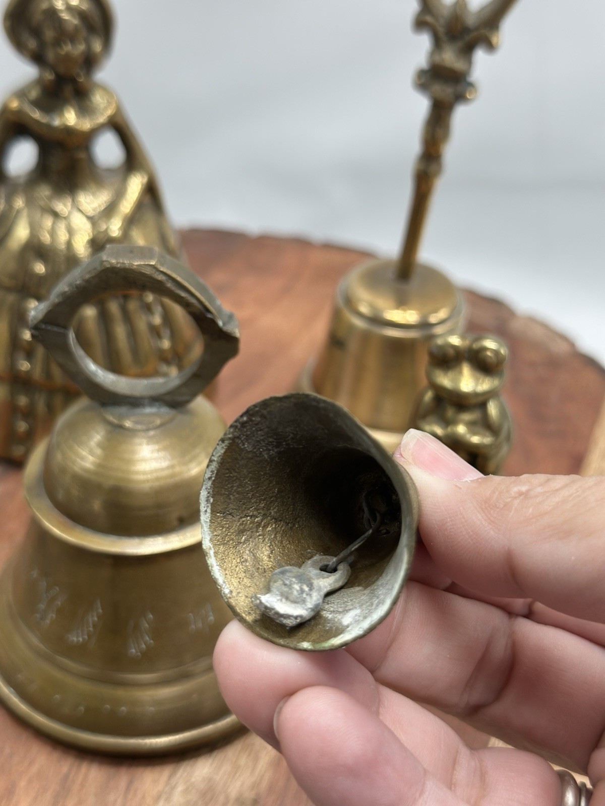 Vintage Bell England Brass Victorian Frog Woman Bell Collection 5 Lot