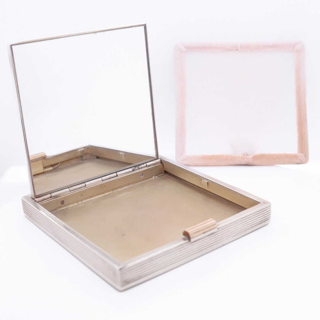 Machine Age David Sutton & Sons English Sterling Silver Engine Turned Compact