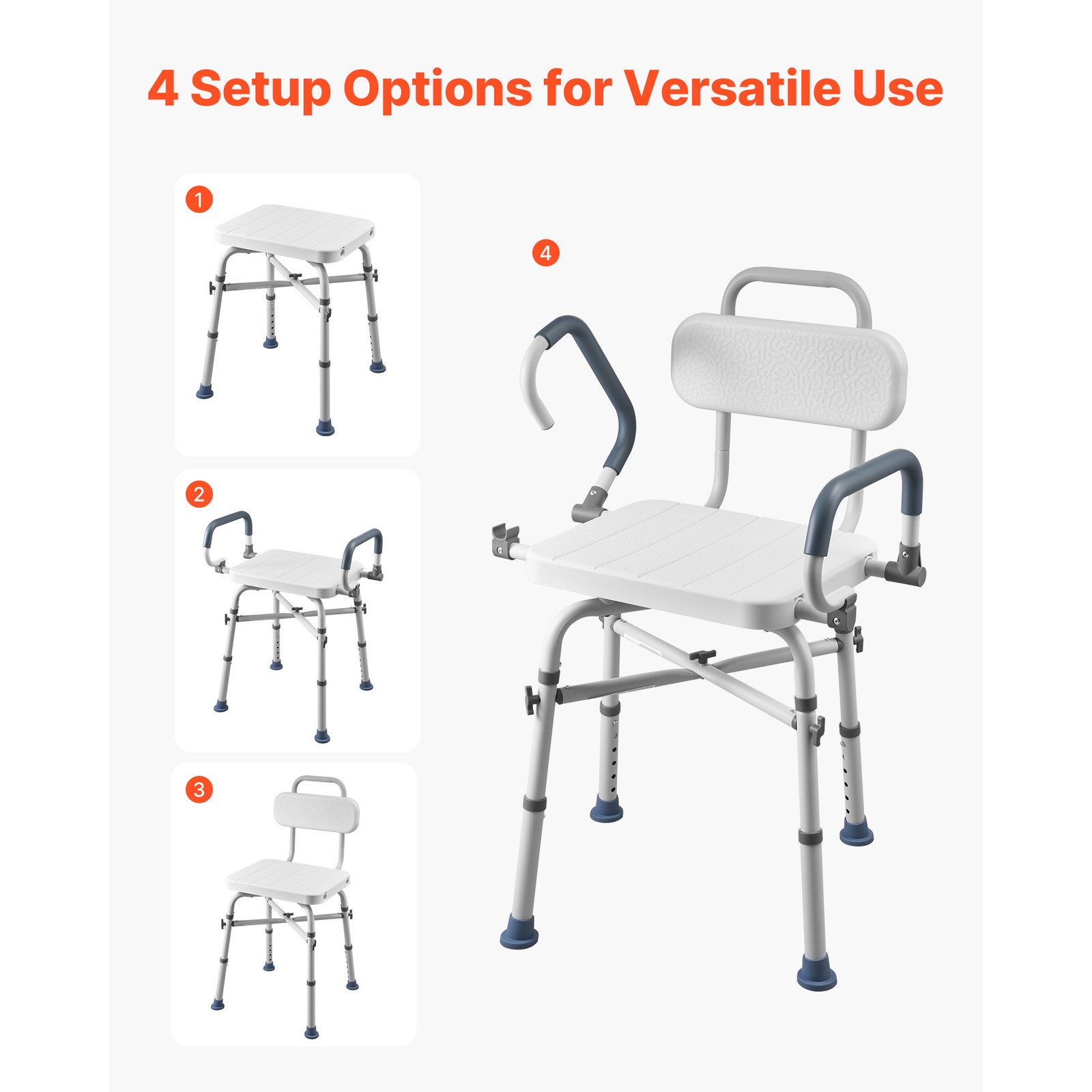 Uimoso Swivel Shower Chair with Arms and Back, Heavy Duty